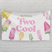 Twee koele roze retro ijslolly 2de verjaardagsfees