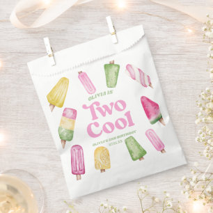Twee Koele Roze Retro Popsicle 2e Verjaardagsfeest Bedankzakje