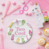 Twee Koele Roze Retro Popsicle 2e Verjaardagsfeest Papieren Bordje (Feest)