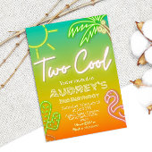 Twee koele tropische neon zwembadfeestje kaart