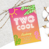 Twee Koele Tropische Roze Neon Poolparty Kaart