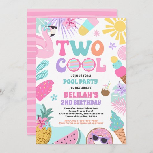 Twee Koele Tropische Zomer Strand 2e Verjaardagsfe Kaart (Voorkant / Achterkant)