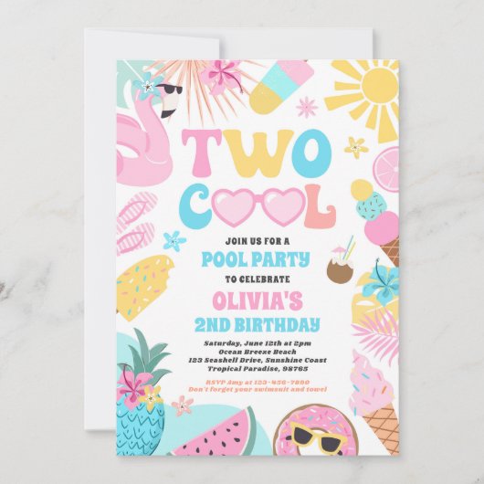Twee Koele Tropische Zomer Strand 2e Verjaardagsfe Kaart (Voorkant)