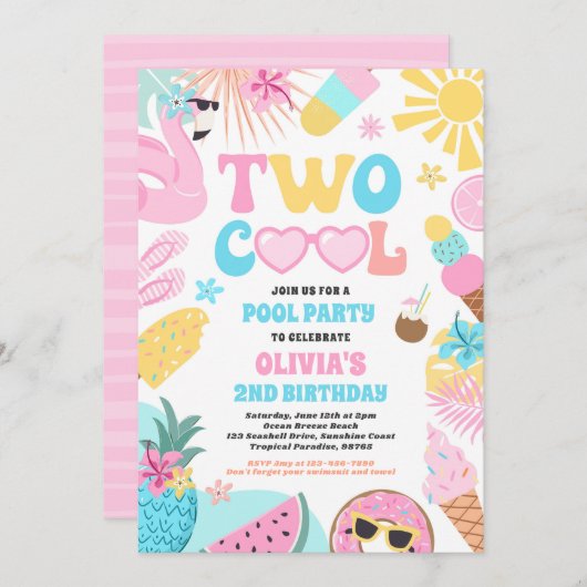 Twee Koele Tropische Zomer Strand 2e Verjaardagsfe Kaart (Voorkant / Achterkant)