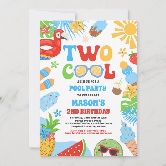 Twee Koele Tropische Zomer Strand 2e Verjaardagsfe Kaart (Voorkant)