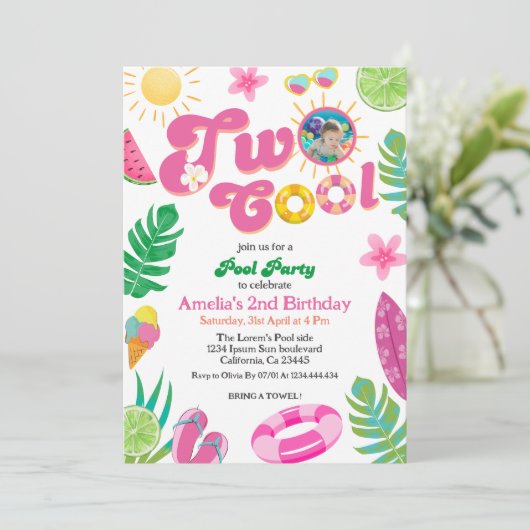 Twee koele tropische zwembad zomer 2e verjaardag kaart (Staand voorkant)