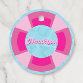 Twee koele tropische zwembad zomer verjaardag bedankjes labels (Achterkant)