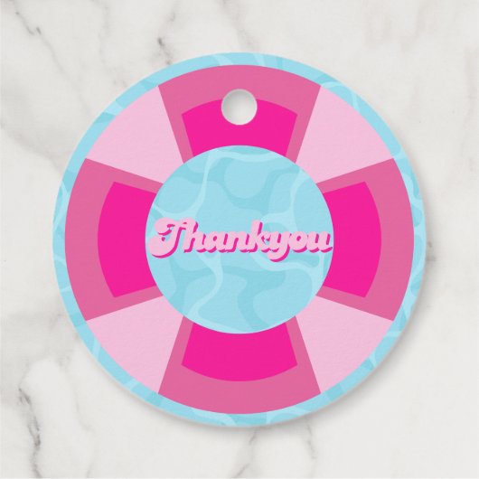 Twee koele tropische zwembad zomer verjaardag bedankjes labels (Achterkant)