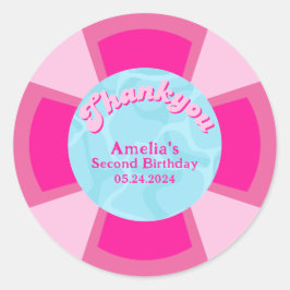 Twee koele tropische zwembad zomer verjaardag ronde sticker