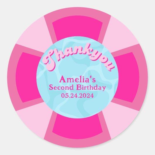 Twee koele tropische zwembad zomer verjaardag ronde sticker (Voorkant)