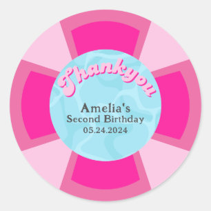 Twee koele tropische zwembad zomer verjaardag ronde sticker