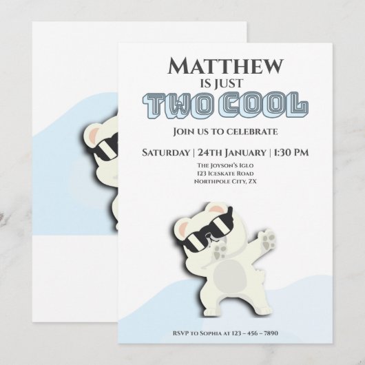 Twee Koele Winter Polar Beer dabbing 2e dag Kaart (Voorkant / Achterkant)