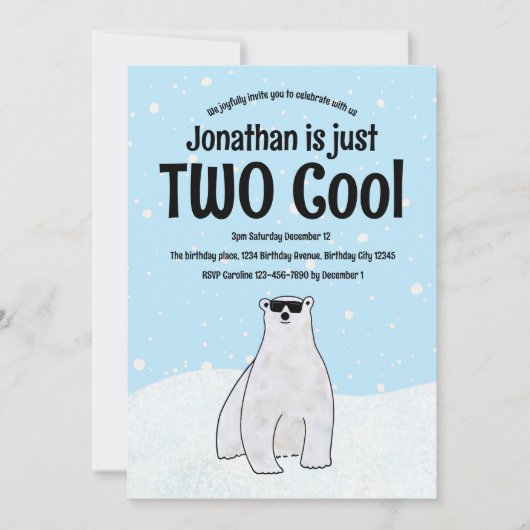 Twee Koele Winter Polar Beer Sneeuw 2e Verjaardag Kaart (Voorkant)