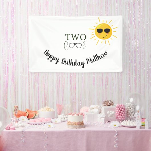 Twee Koele Zonnebril 2e Verjaardag eenvoudig Spandoek (Feest)