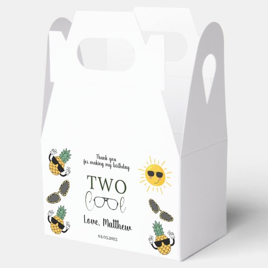 Twee Koele Zonnebril Fruitig 2e Verjaardag Bedankdoosjes (Geopend)