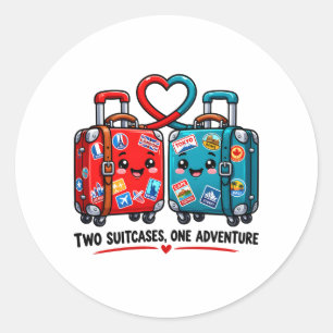 Twee koffers één avontuur Reizen Cute Bagage Ronde Sticker
