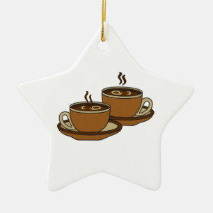 TWEE KOFFIE CUPS KERAMISCH ORNAMENT