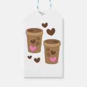 Twee koffiekopjes met liefdesharten cadeaulabel (Voorkant)