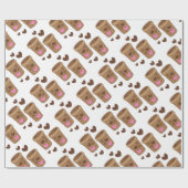 twee koffiekopjes met liefdesharten cadeaupapier (Vlak)