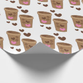 twee koffiekopjes met liefdesharten cadeaupapier (Hoek)