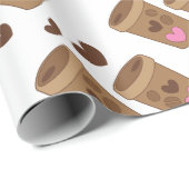 twee koffiekopjes met liefdesharten cadeaupapier (Rol Hoek)