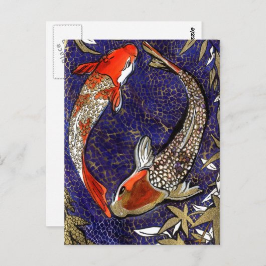 twee koi briefkaart (Voorkant / Achterkant)