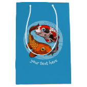 Twee Koi Carp Fish Friends Swimming Cartoon Medium Cadeauzakje (Voorkant)