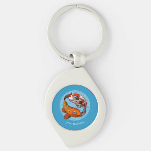 Twee Koi Carp Fish Friends Swimming Cartoon Sleutelhanger