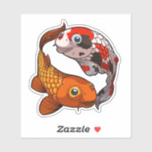 Twee Koi Carp Fish Friends Swimming Cartoon Sticker (Vel)