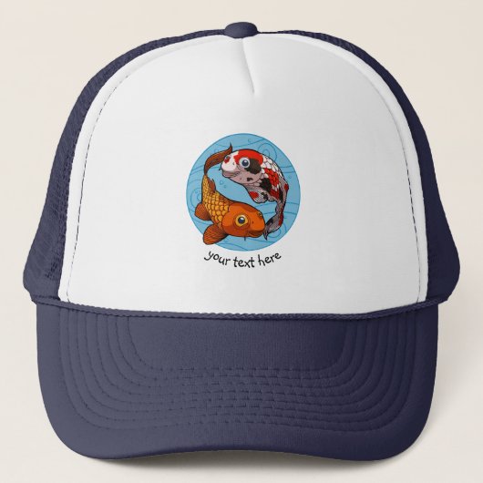 Twee Koi Carp Fish Friends Swimming Cartoon Trucker Pet (Voorkant)