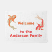 Twee Koi in Sinaasappel en rood Deurmat (Voorkant)