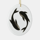Twee Koi – Inktborstel op vis Keramisch Ornament (Rechts)