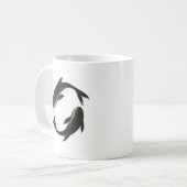 Twee Koi – Inktborstel op vis Koffiemok (Voorkant links)