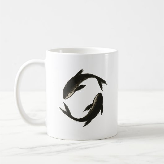 Twee Koi – Inktborstel op vis Koffiemok (Links)