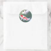 Twee Koi, Japanse houtblokdruk Ronde Sticker (Tas)
