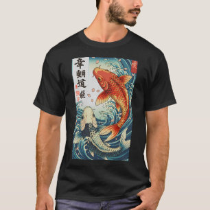 Twee Koi Vissen Zwemmend in Grote Golf T-shirt