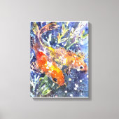 Twee Koi waterverf schilderij Canvas Afdruk (Voorkant)