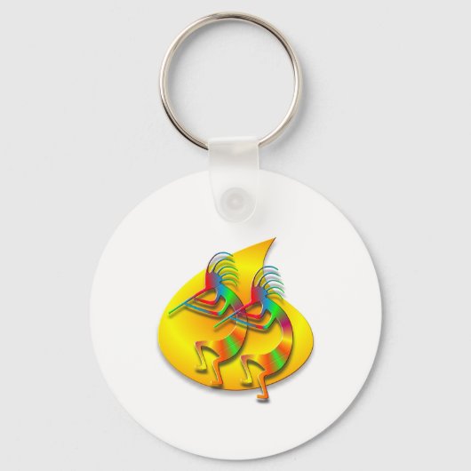 Twee Kokopelli #126 Sleutelhanger (Voorkant)