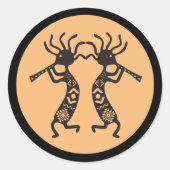 Twee Kokopelli Classic Round Sticker (Voorkant)