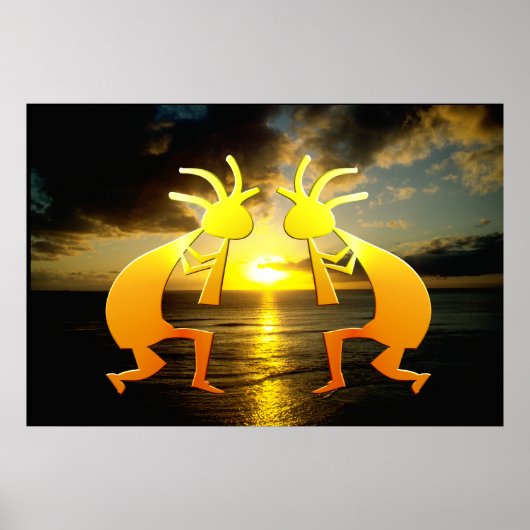 Twee Kokopellis bij Sunset Poster (Voorkant)
