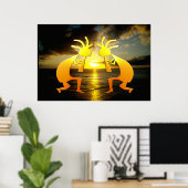 Twee Kokopellis bij Sunset Poster (Thuiskantoor)