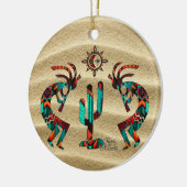 Twee Kokoplelli die de flute afspelen Keramisch Ornament (Links)