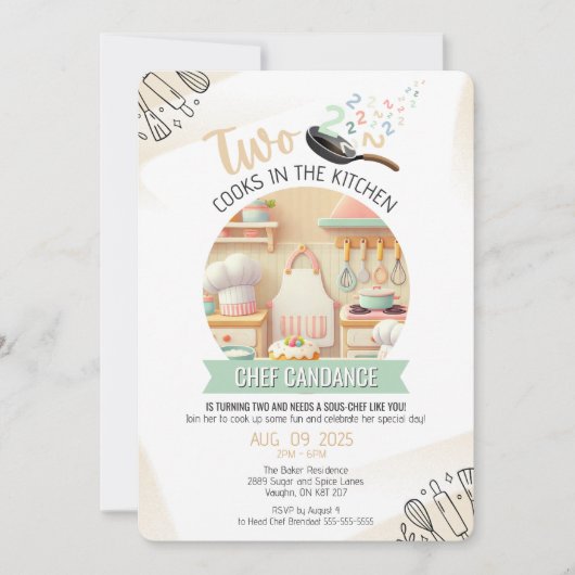 Twee Koks in de Keuken 2e Verjaardag Uitnodiging (Voorkant)