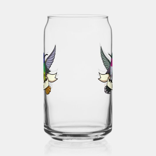 Twee kolibries met tekst lint nectar Cartoon Blikvorm Glas (Rechts)