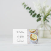 Twee kom uiensoep visitekaartje (Staand voorkant)