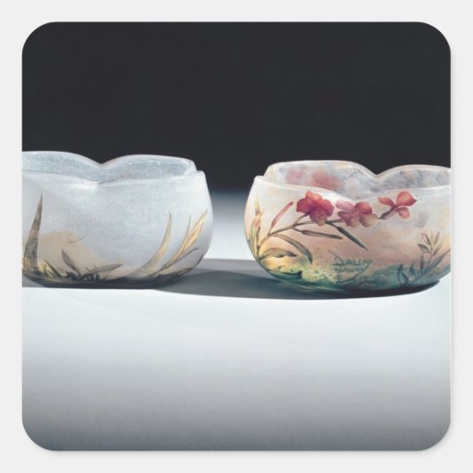 Twee kommen van Daum, Nancy, Frankrijk Vierkante Sticker (Voorkant)