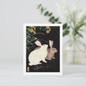 Twee konijnen bij nacht briefkaart (Staand voorkant)
