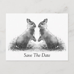 Twee konijnen (Bunnies): Save the date Aankondigingskaart