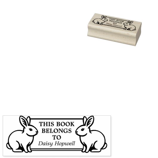 Twee konijnen - Dit boek is van (Ex Libris) Rubberstempel (Gestempeld)