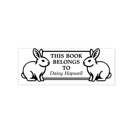 Twee konijnen - Dit boek is van (Ex Libris) Rubberstempel (Afrduk)